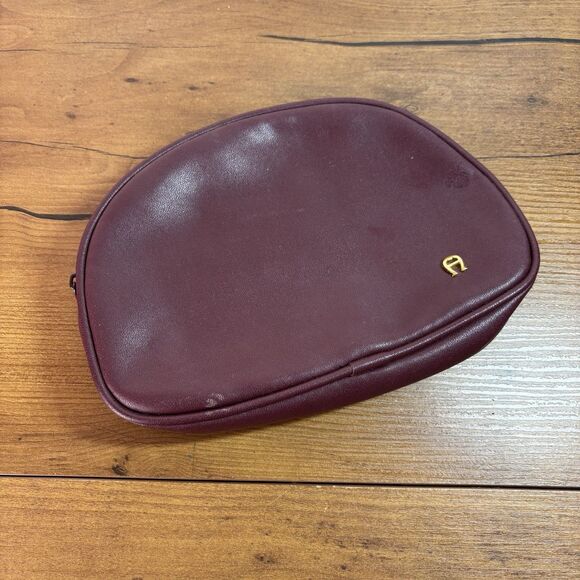 Etienne Aigner Handbags - Etienne Aigner Cosmetic Case Personal Assets Vintage 70's Zip Oxblood Leather